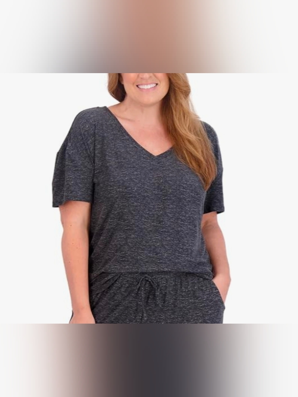 Live2Lounge 4-piece Short Sleeve, Tank, Cardigan, Pants Heather Charcoal Sz XXL